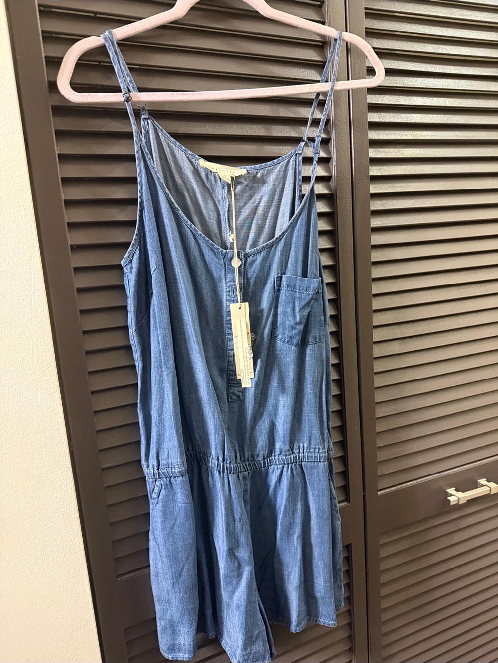 Blue Denim-Look Sleeveless Romper
